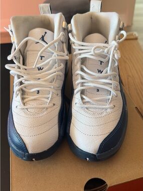 Nike Jordan Kids' White and Navy Basketball Shoes